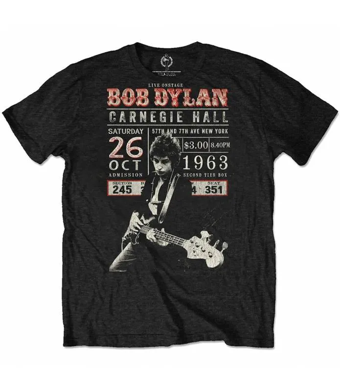 BOB DYLAN Carnegie Hall '63 Camiseta ECOLOGICA Licencia Oficial RockOff  DYLECOTS01MB