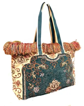 BOLSOS MUJER AZULES CON ORIGINAL ESTAMPADO DE TAPICERIA