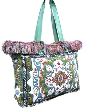 BOLSOS MUJER VERDES CON ORIGINAL ESTAMPADO DE TAPICERIA