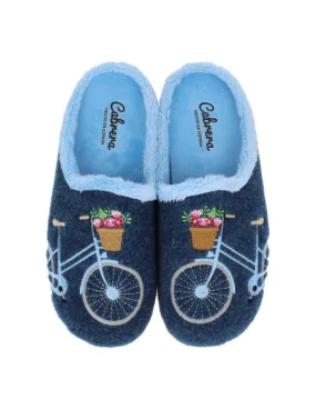 Cabrera - Zapatillas de Casa Bicicleta Cesta Flores Azul