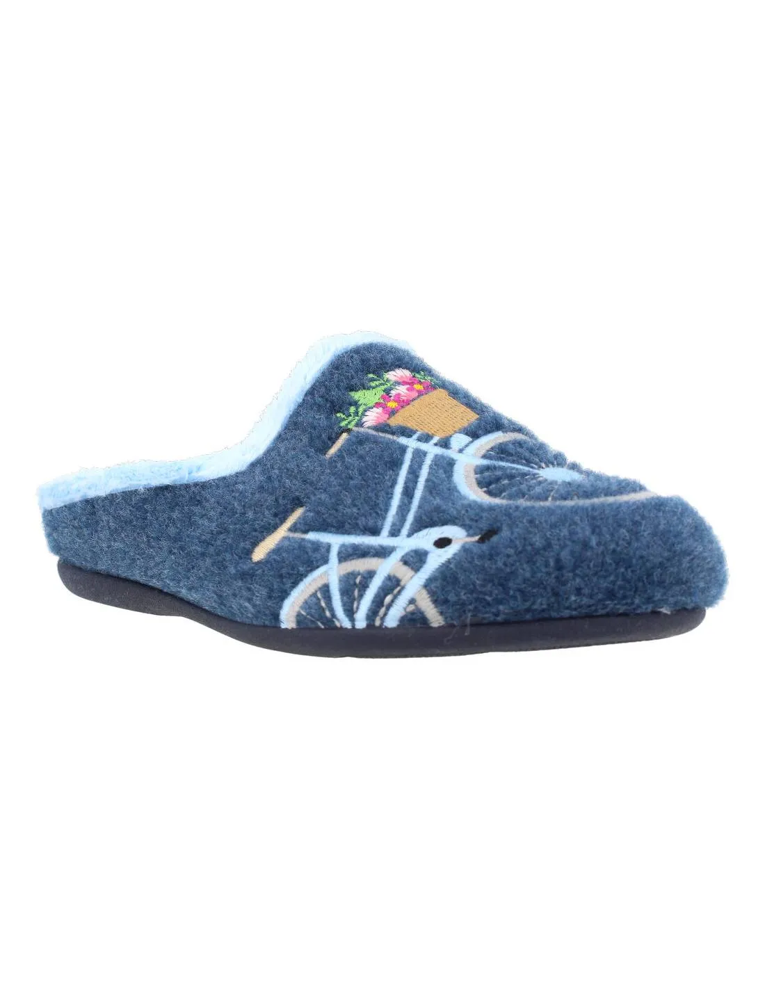 Cabrera - Zapatillas de Casa Bicicleta Cesta Flores Azul