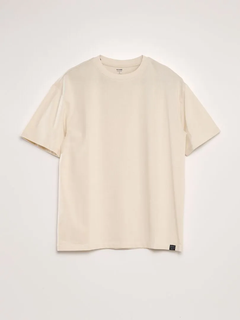 Camiseta de algodón lisa - BEIGE