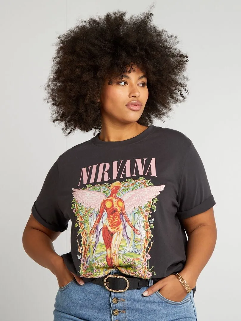 Camiseta de manga corta 'Nirvana' - GRIS