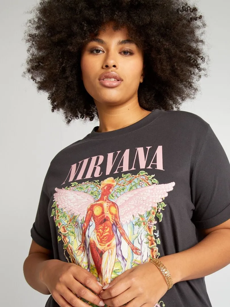 Camiseta de manga corta 'Nirvana' - GRIS