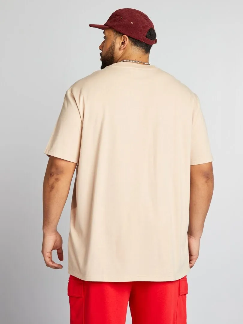 Camiseta elástica de manga corta - BEIGE