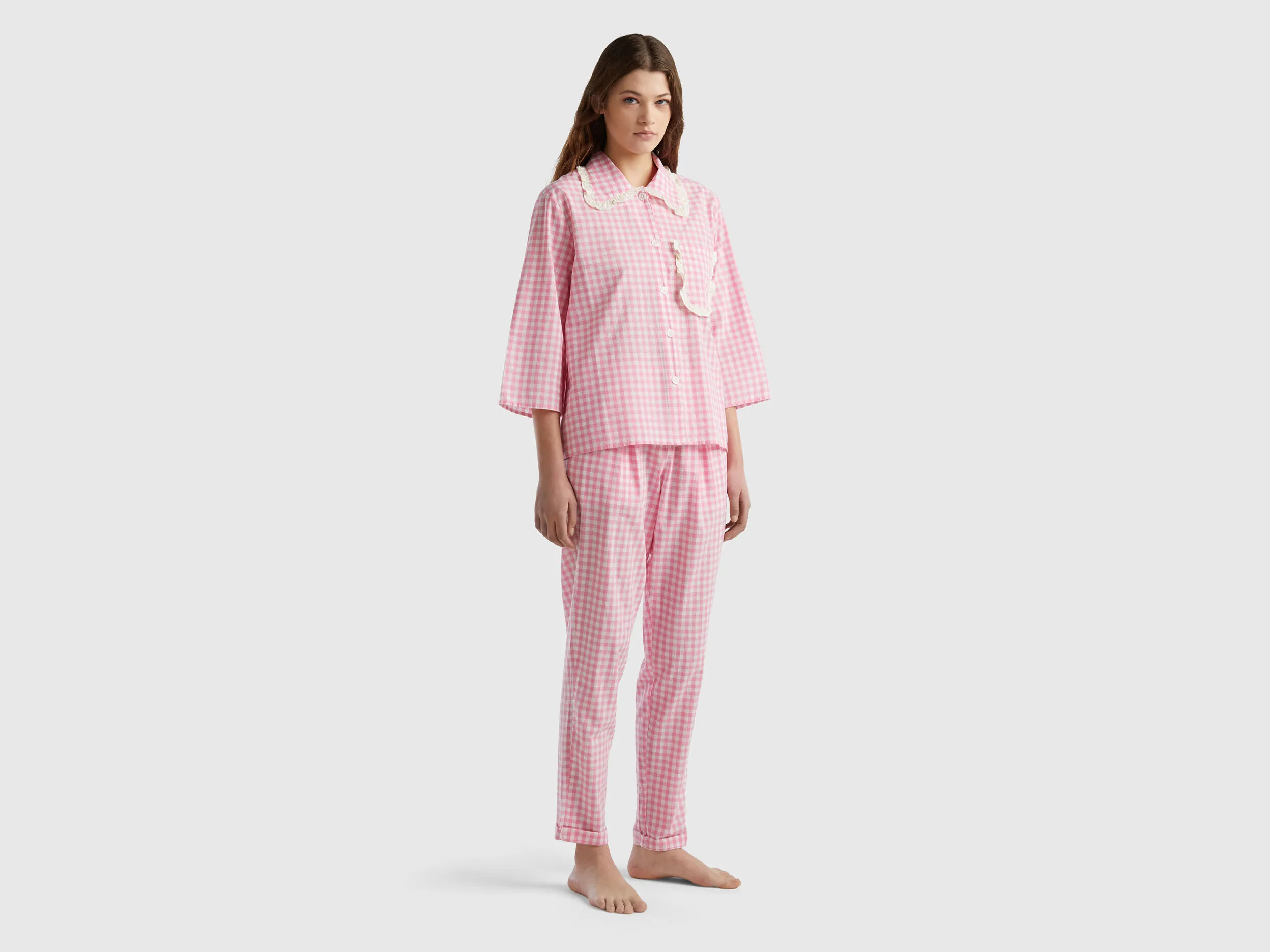 Chaqueta de pijama de cuadritos de Vichy