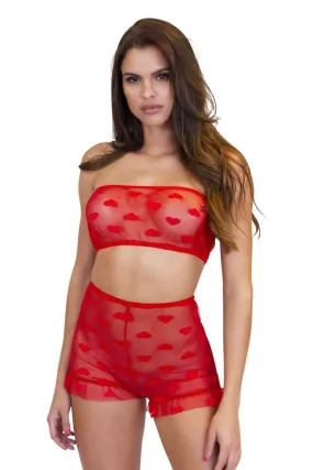 Conjunto de lencería con corazón rojo