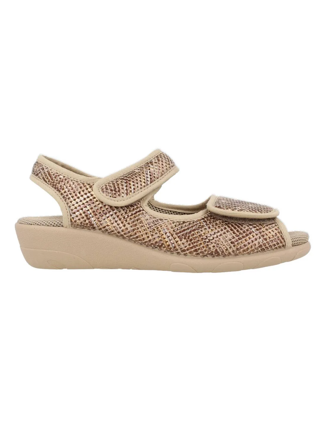 Garzón - Zapatillas Mujer Rejilla Velcros Serpiente Beige