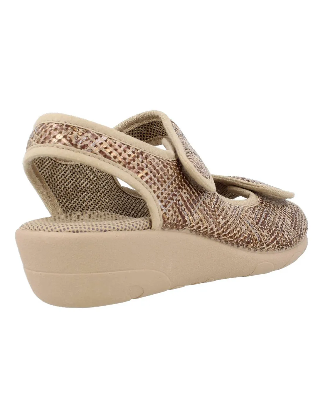 Garzón - Zapatillas Mujer Rejilla Velcros Serpiente Beige