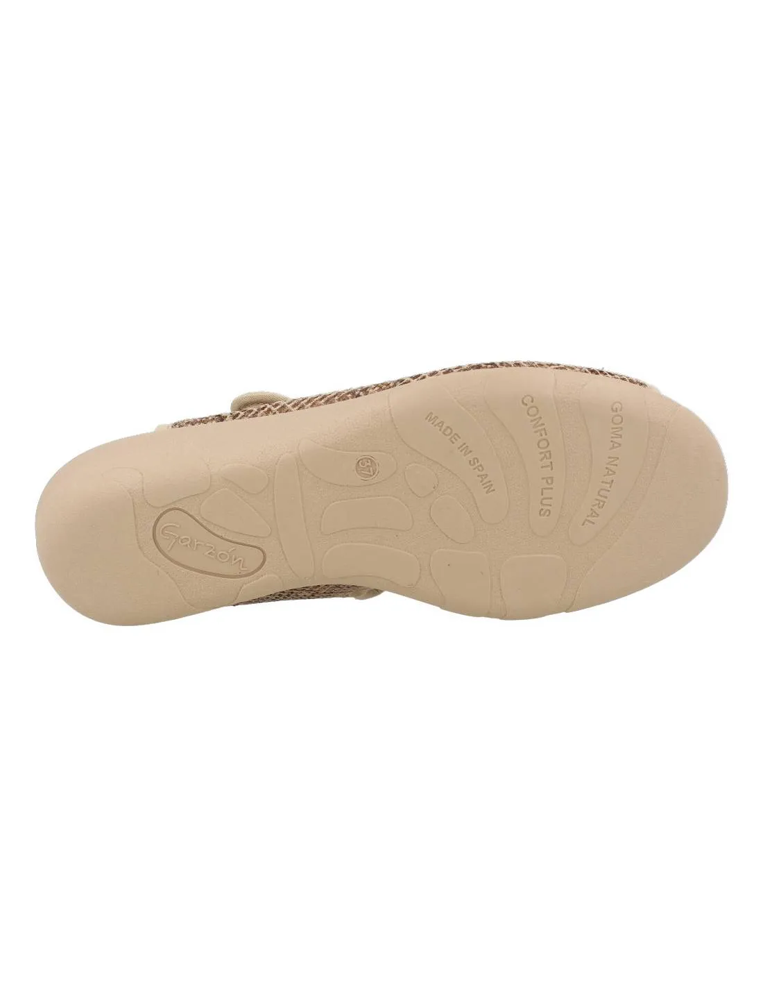 Garzón - Zapatillas Mujer Rejilla Velcros Serpiente Beige