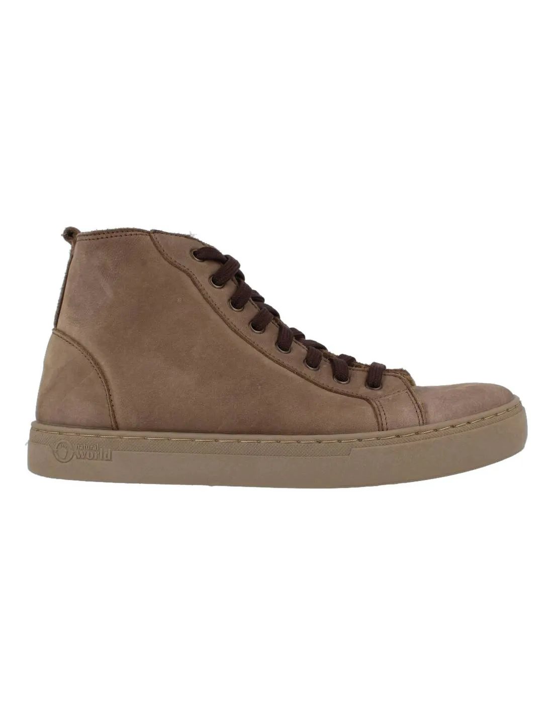 Natural World - Zapatilla Casual Abotinada Serraje Beige