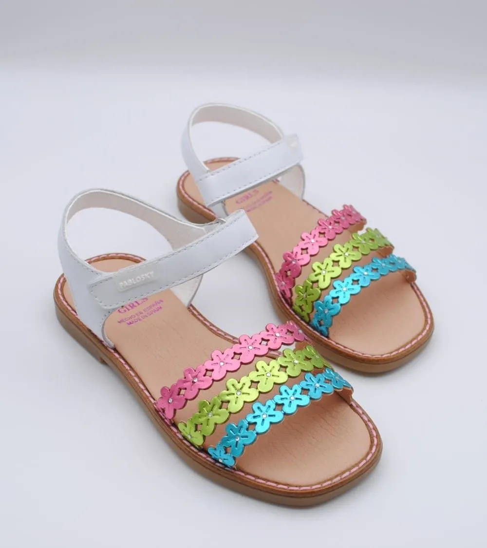 SANDALIA PABLOSKY VELCRO PIEL FLORES MULTICOLOR