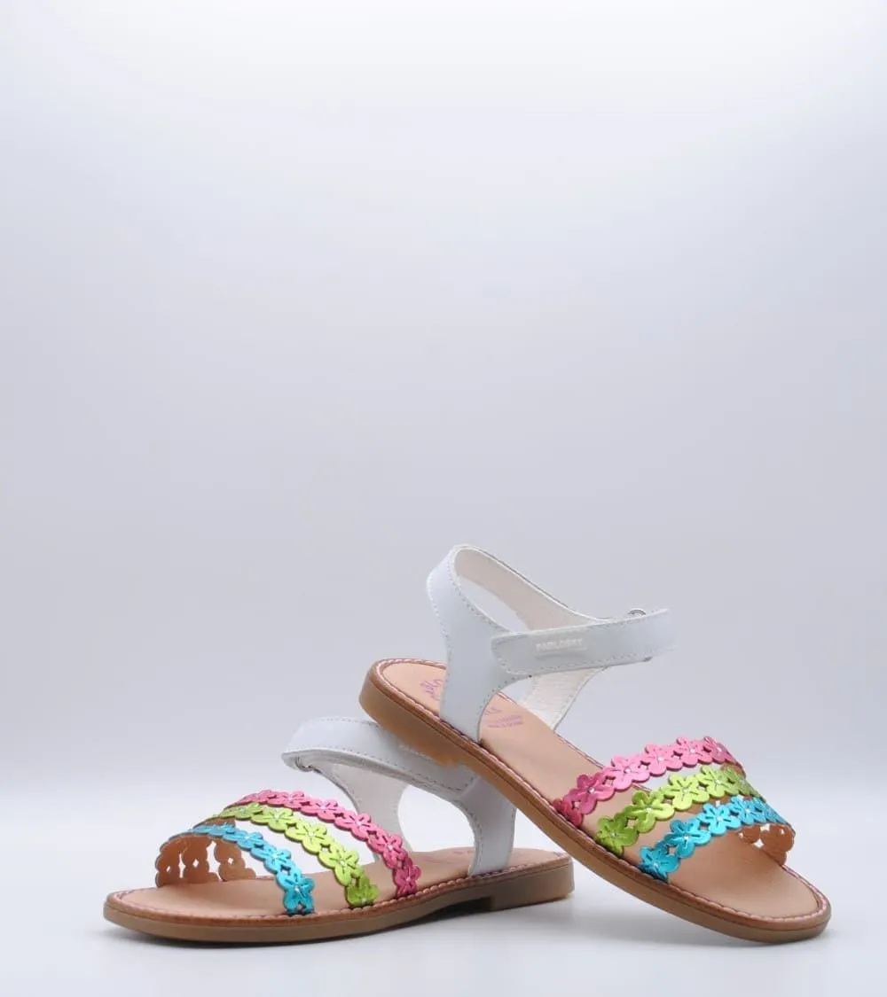 SANDALIA PABLOSKY VELCRO PIEL FLORES MULTICOLOR