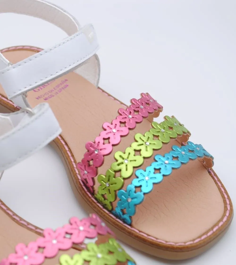 SANDALIA PABLOSKY VELCRO PIEL FLORES MULTICOLOR