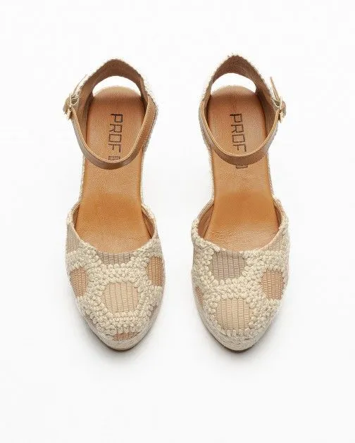 Sandalias con cuña PROF 24136 Beige