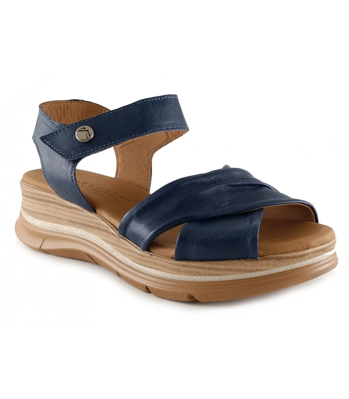 Sandalias con plataforma en piel azul