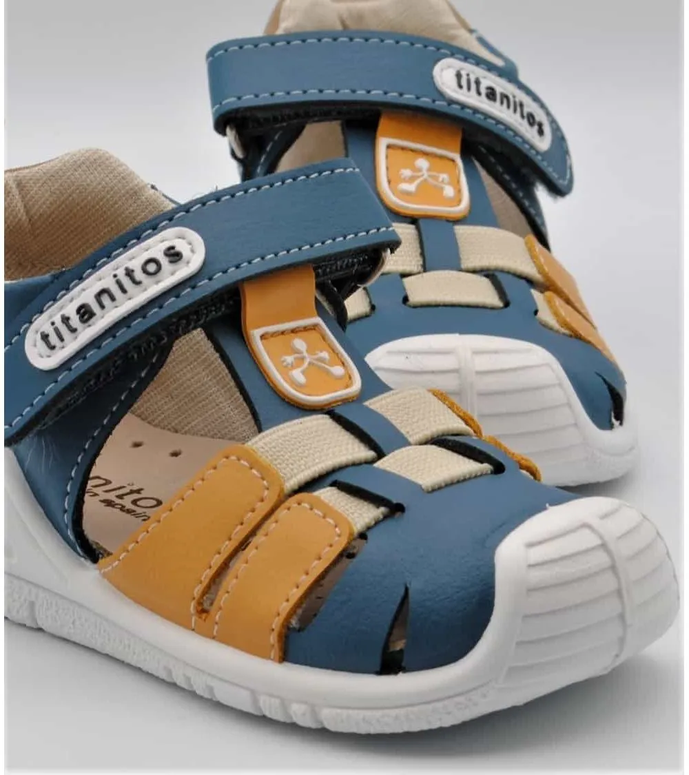 SANDALIAS TITANITOS LUCCA JEANS Y MOSTAZA LAVABLES