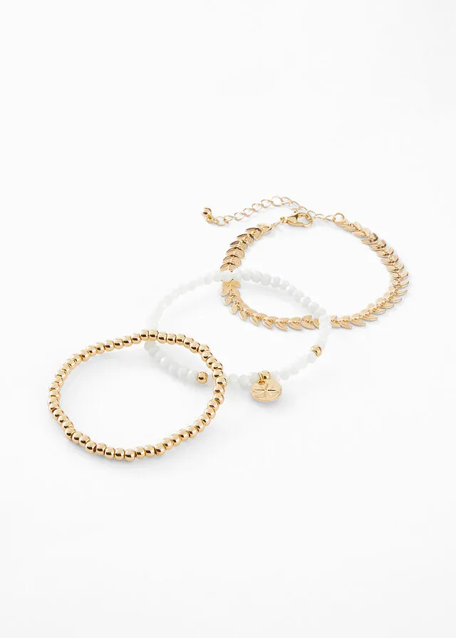 Set de pulseras (3 piezas) oro metálico