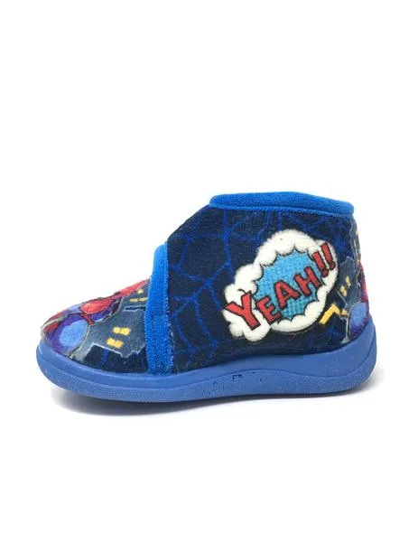 zapatilla de casa azul con velcro