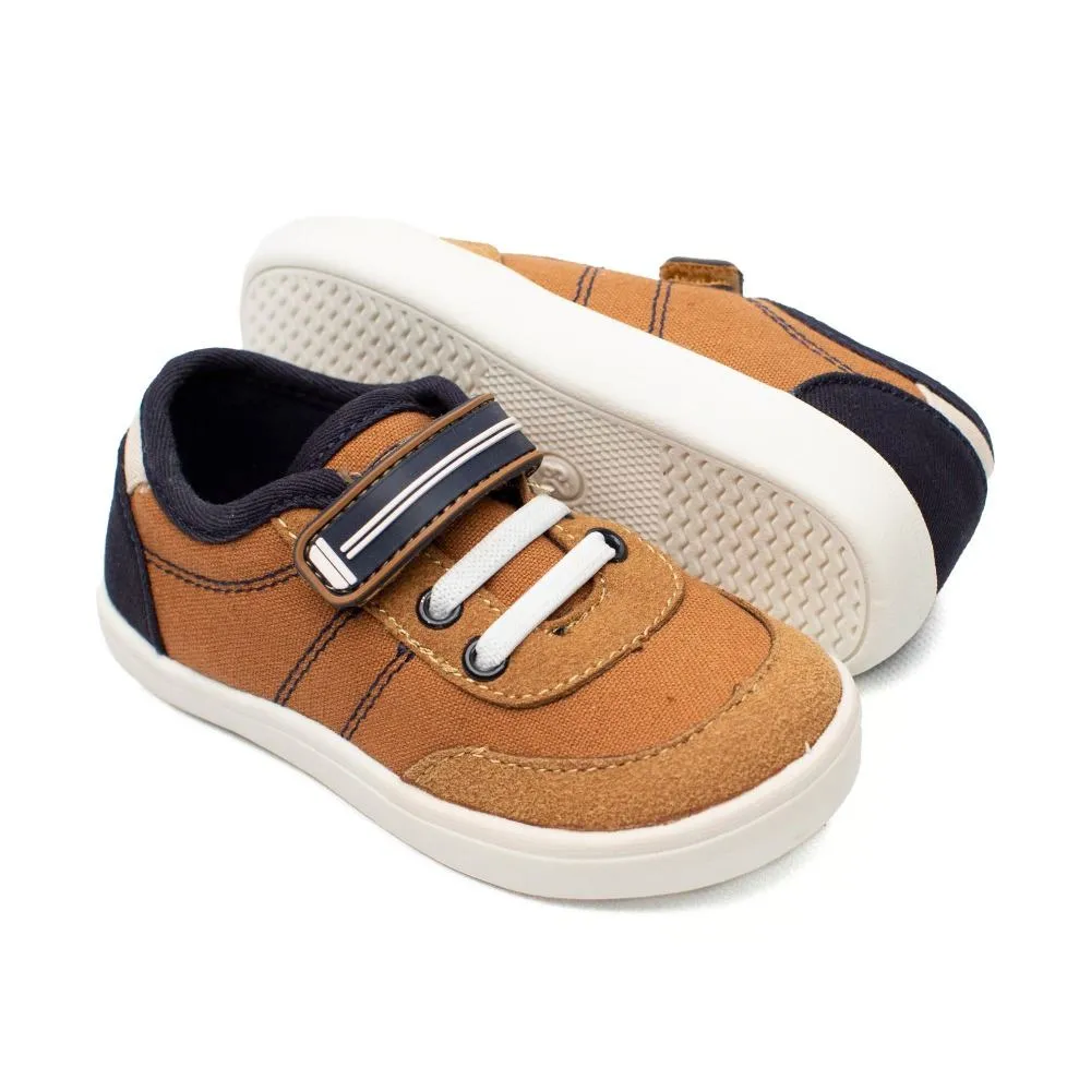 Zapatillas Niño Camel Con Velcro