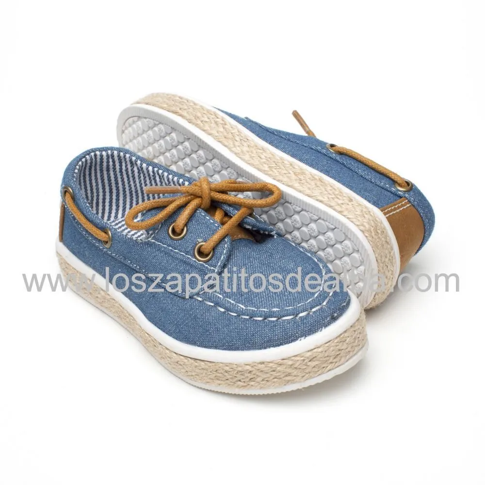 Zapatillas Niño Lona Azul Vaquera Modelo Nauticos