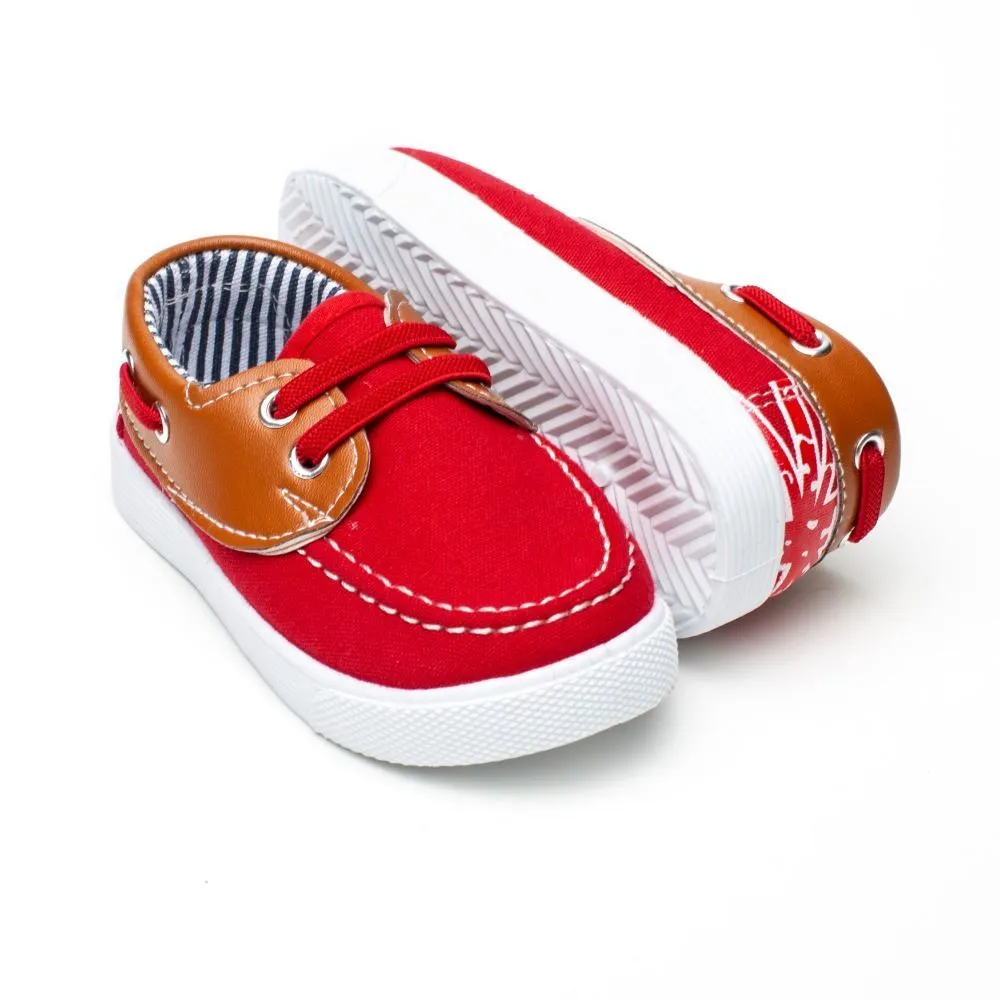 Zapatillas Niño Lona roja modelo Náutico