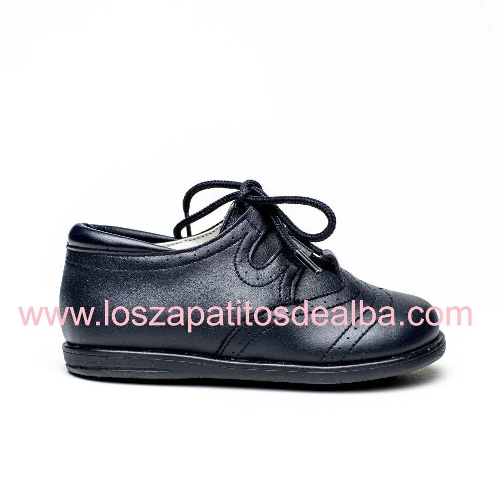 Zapatos Inglesitos Azul Marino Piel Modelo Bruno