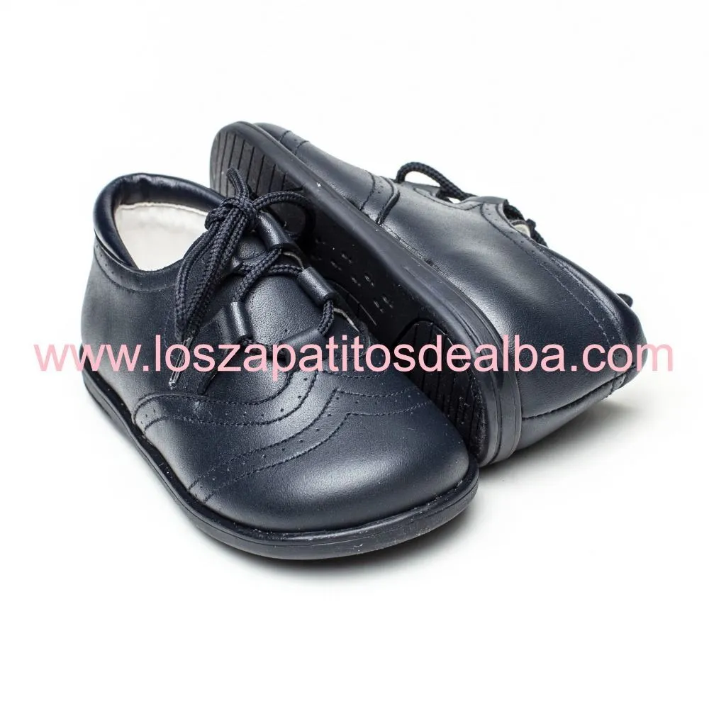 Zapatos Inglesitos Azul Marino Piel Modelo Bruno